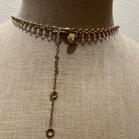 J.Crew 27 inch Necklace. Gold Tone Chain with Peach/Melon Color Beads - Picture 4 of 4